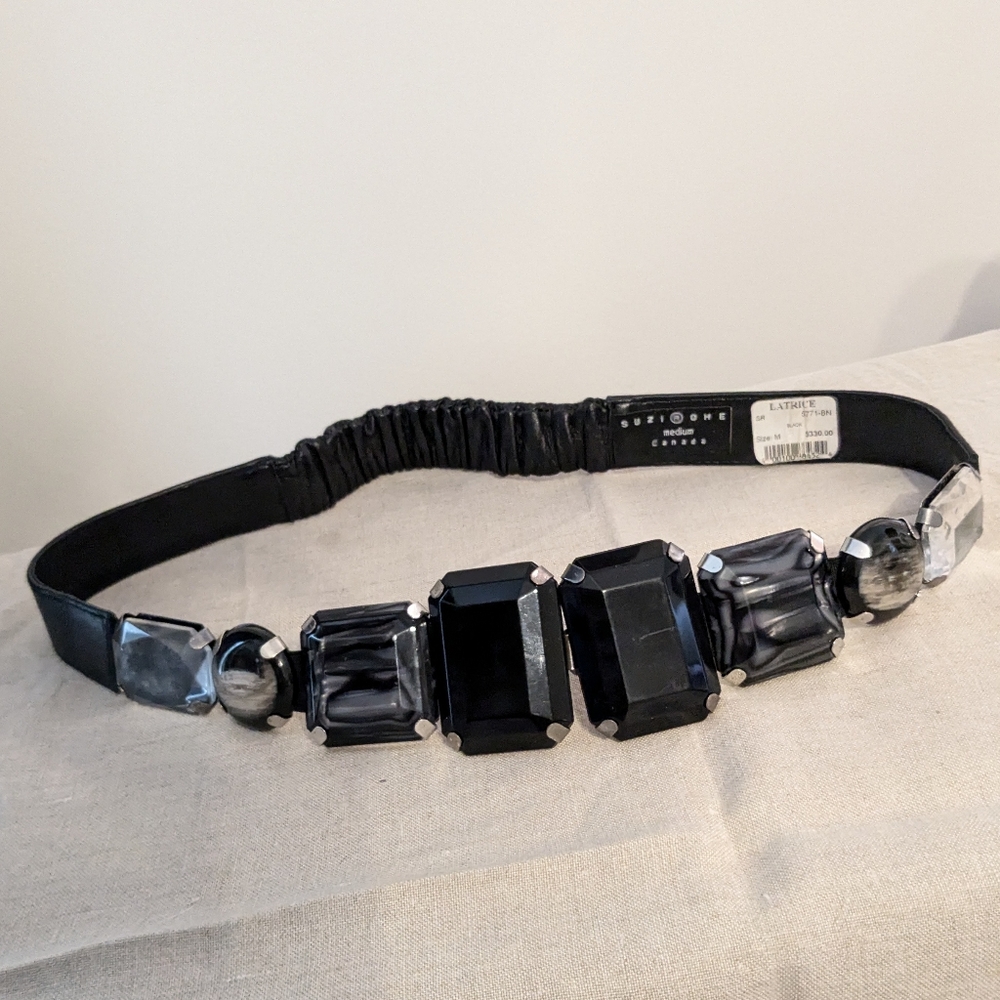 Suzi Roher Vintage Geometric Gem Cinch Belt Y2K Indie Sleeze Metallic- Size M
